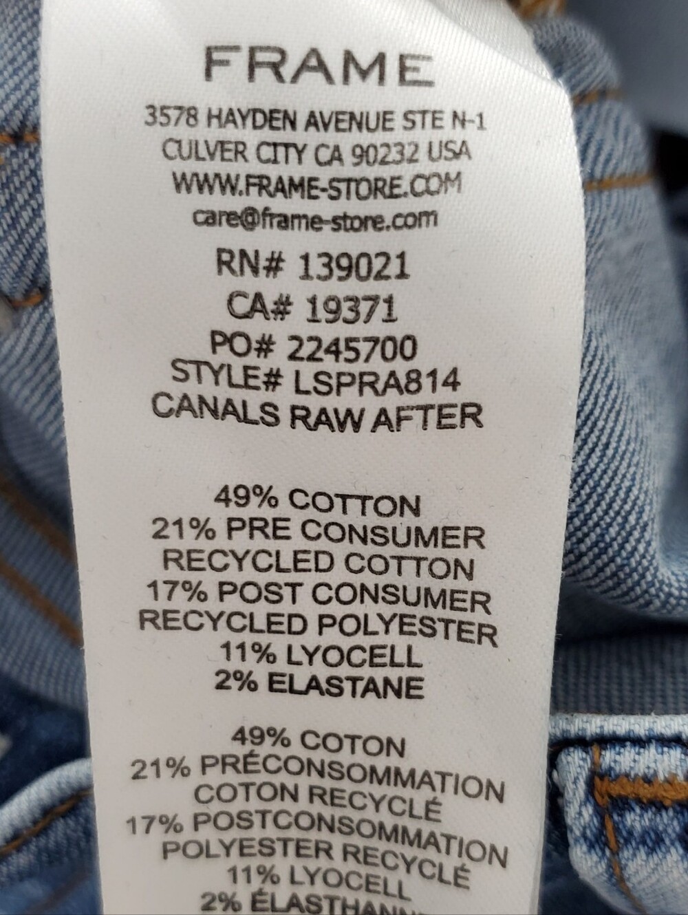 Frame Le Slim Palazoo Wide-Leg Cut-Hem Jeans Size 27 - Picture 6 of 6